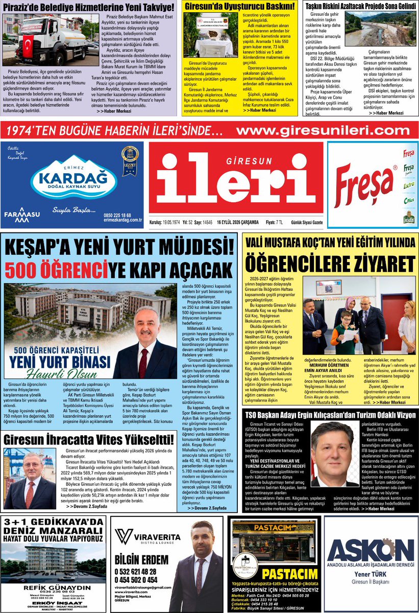 GiresunGuncell's tweet photo. 16 Eylül 2026 https://t.co/H3KiDbrzwX