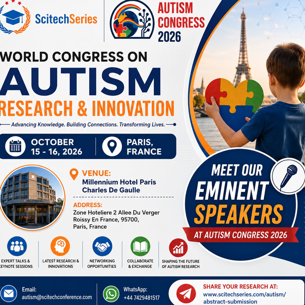 ScitechSeries's tweet photo. Meet the Experts at Autism Congress 2026

Call for Abstracts — Share Your Research!

Email: autism@scitechconference.com
WhatsApp: +44 7429481517
Abstract Submission: https://t.co/Nq1geqD1c5

Present Your Research. Connect Globally. Contribute to Autism Research &amp; Innovation. https://t.co/KU1ZSDwitO