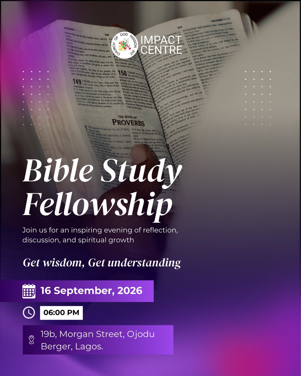 cgmimpactcentre's tweet photo. It’s Bible Study time…And you don’t want to miss what God has prepared for us in His Word.

Join us this evening by 6PM. Bring a friend along &amp; let’s study the word

#biblestudymoments #cgmimpactcentre  #cgmifamily #bible #wednesdaywisdom https://t.co/PDW21BQQPY