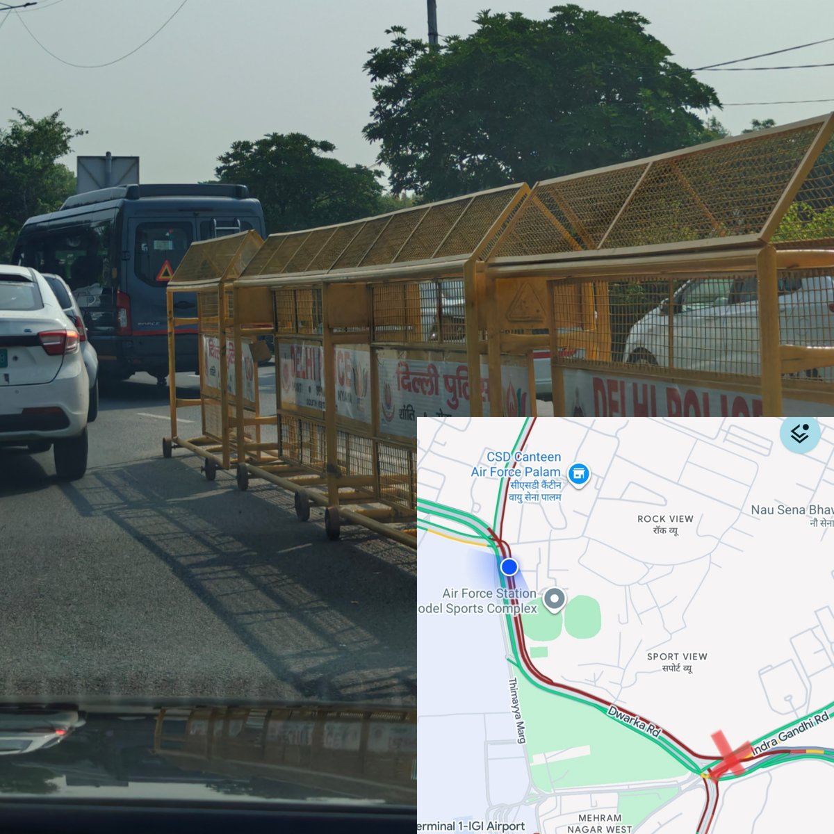 shubham5544's tweet photo. ATTENTION DELHI TRAFFIC POLICE! @dtptraffic @DelhiPolice BECAUSE OF YOUR BARRICADES THERE IS TRAFFIC JAM AND CONGESTION ON THIS ROUTE IT IS REQUESTED TO REMOVE THESE FOR SMOOTH FLOW OF TRAFFIC THERE IS A 30 MIN TRAFFIC JAM BCOZ OF THESE BARRICADES @PMOIndia @CMODelhi @LtGovDelhi https://t.co/YkaECzGrBV