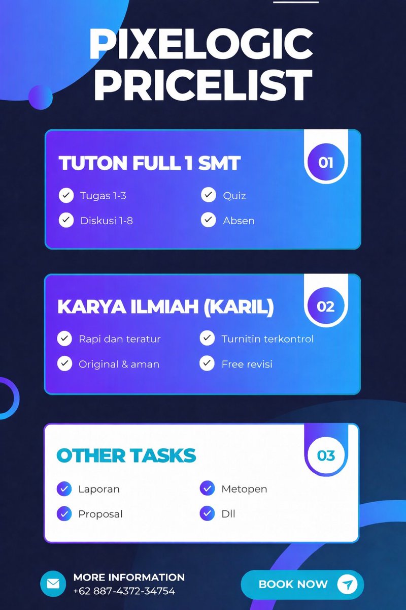 tiarkive181's tweet photo. guys ak bukaa joki yaa, ada jasa turunin plagiasi dan AI jugaa!☝🏻#zonauangㅤ #jokiut #universitasterbuka https://t.co/iW9GZkL47K