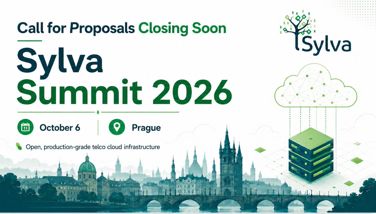 Project_Sylva's tweet photo. 📢 Call for talks closing soon!
Share your expertise at Sylva Summit Europe 2026 in Prague on October 6. We welcome talks on Sylva, Kubernetes, GitOps, AI, security, sustainability, interoperability, and telecom infrastructure.
Deadline: September 20: https://t.co/4mL05KeovJ https://t.co/w482W8hYpj