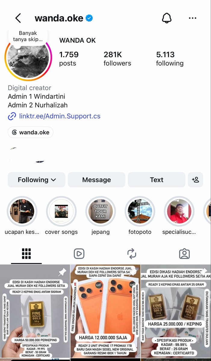 insidefolkative's tweet photo. Instagram Wancoy kena hack kah jadi jualan emas dan iPhone 17 😭😭 https://t.co/vVmMeJwt1s