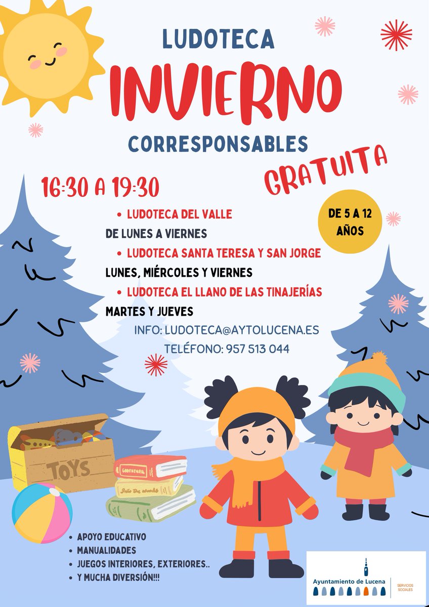 AytoLucena's tweet photo. 📍 Para solicitar plaza, hay que acudir a Servicios Sociales o directamente a las sedes donde se desarrolla el programa, donde las monitoras facilitarán toda la información y documentación necesaria. https://t.co/hyuPzIINmw