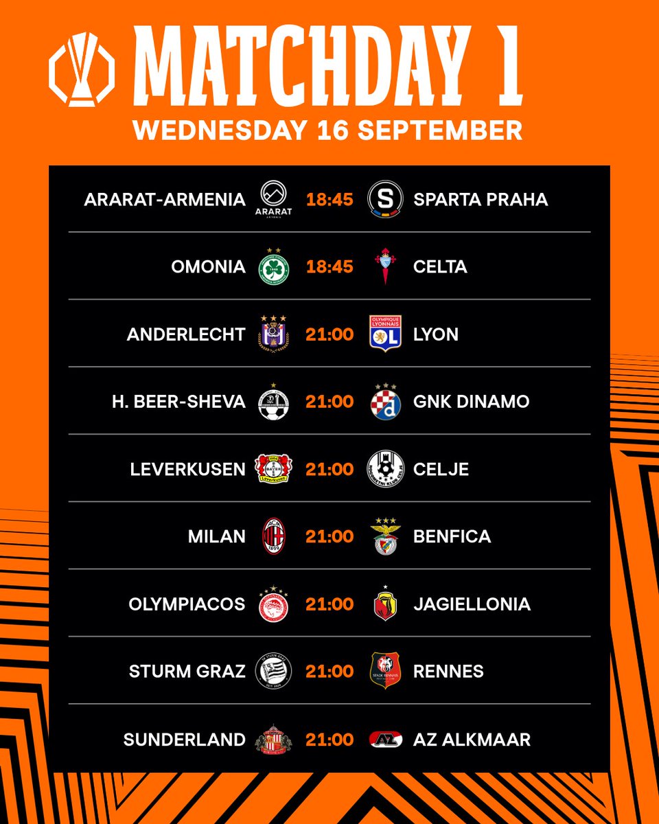 EuropaLeague's tweet photo. The wait is over. Matchday 1 starts today! 🤩

#UEL https://t.co/NSQ52BEx9j