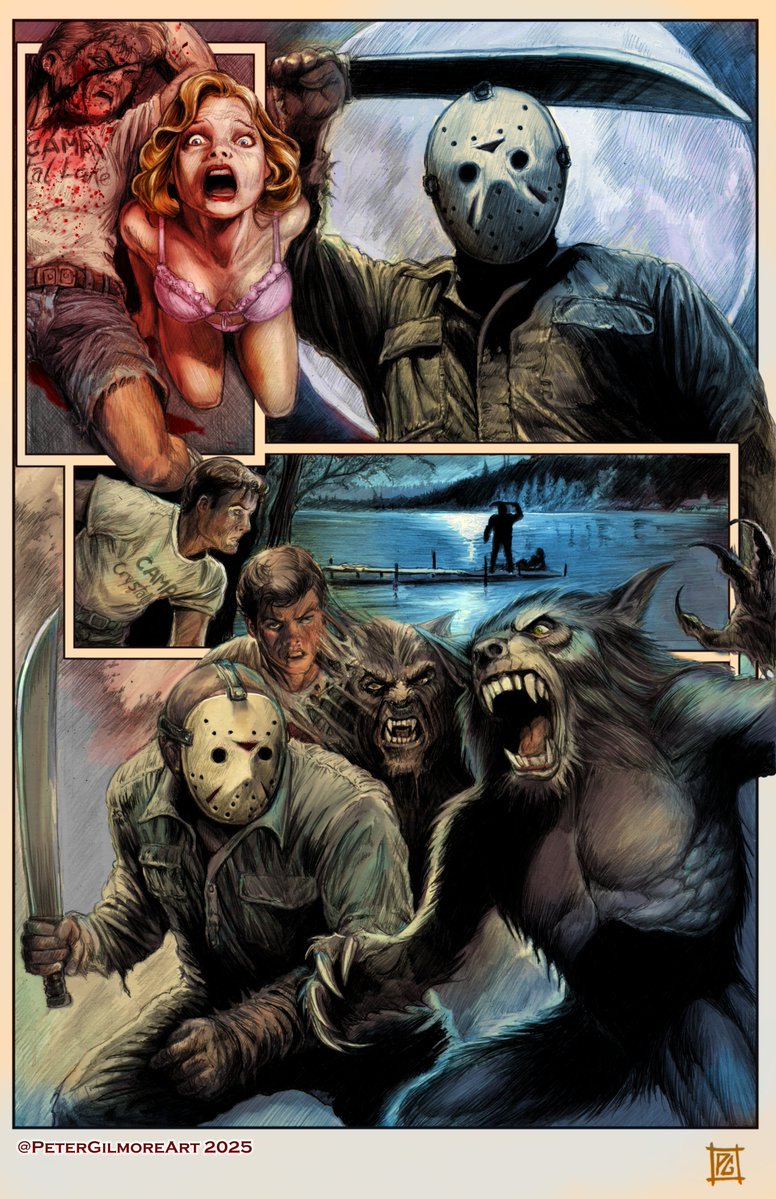 PeterGilmoreArt's tweet photo. More wolfy artwork from the past for #WerewolfWednesday

#Horror #HorrorArt #horrorcomics #Friday13th #CrystalLake https://t.co/rb30gg5jvx