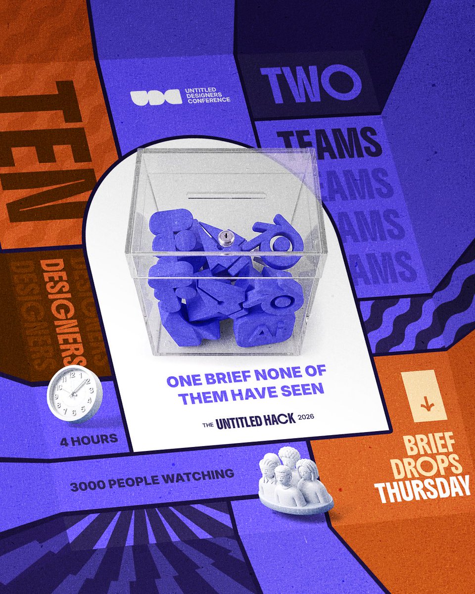 untitledsgnrs's tweet photo. Akatins 2026 is happening.🥳

Ten designers. Two teams. One brief none of them have seen. Four hours. 🫨

Three thousand people
watching.🧐

The brief drops Thursday!

#TheUntitledHack2026 https://t.co/x2nlO341CT