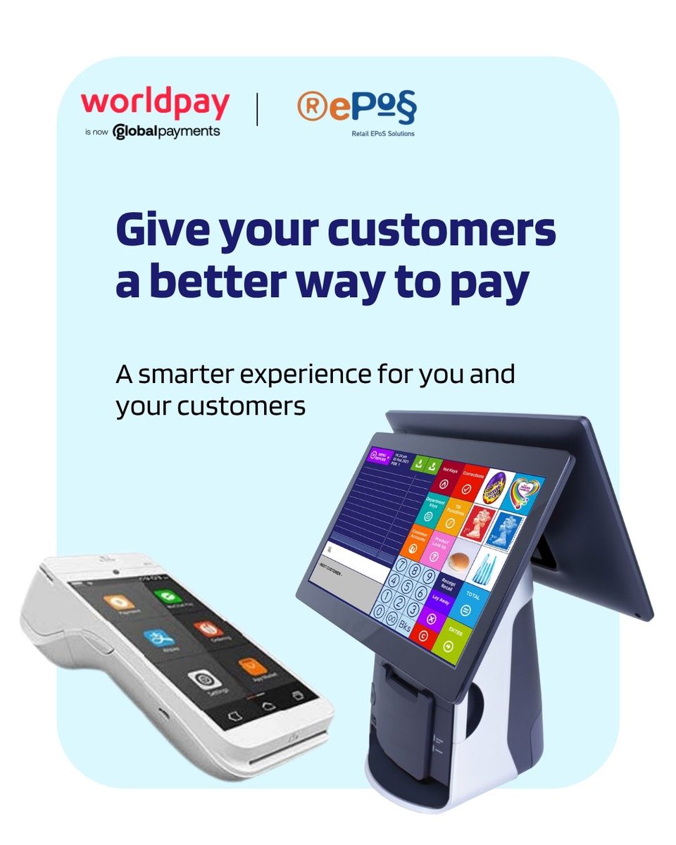 Reposs's tweet photo. Give your customers a better way to pay!!! Worldpay Integration. Contact us today on 01732 762200 to find out more.  #epos #sales #cardintegration #worldpay https://t.co/Ti9wlvZY7N