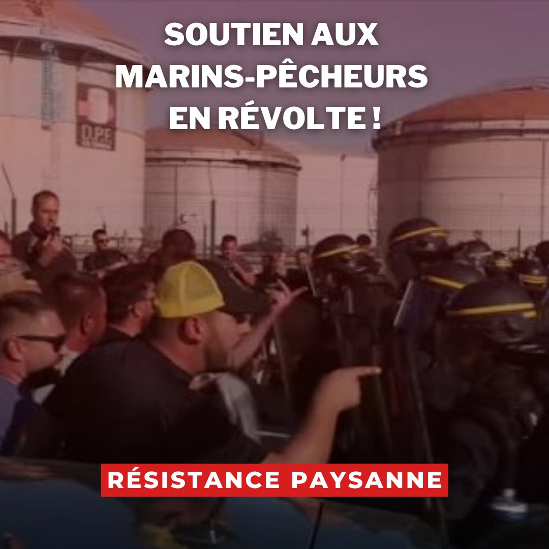 ResistPaysans's tweet photo. Comme nous, agriculteurs, les pêcheurs nourrissent la France. Face à l’explosion du carburant et aux normes imposées par Bruxelles, ils se mobilisent.

Taxes, contraintes, interdictions : on étouffe ceux qui nourrissent le pays !

Soutien total à nos camarades marins-pêcheurs ! https://t.co/CymHlsNLCy
