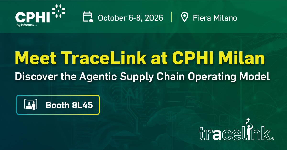 TraceLink's tweet photo. At CPHI Milan, TraceLink will showcase how life sciences companies are adopting the Agentic Supply Chain Operating Model, combining human expertise with agentic work that improves productivity, resilience, and business performance.

Schedule a meeting: https://t.co/Td8IBpfxbr https://t.co/1ezDzz0Bas