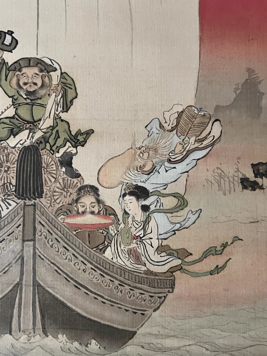 江戸時代　水墨画 掛け軸 七福神 松本松栄堂 MatsumotoShoeido on X: 