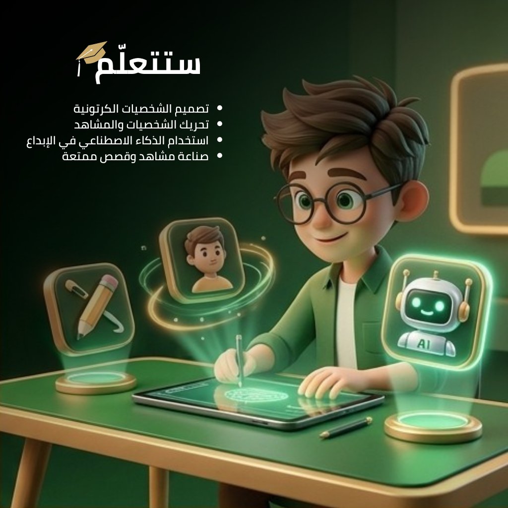MSMMTCenter's tweet photo. 🎨 حوّل خيال طفلك إلى عالم من الإبداع!
في دورة الرسوم المتحركة   بالذكاء الاصطناعي  سيتعلم الأطفال أساسيات الرسوم المتحركة، ابتكار الشخصيات والمشاهد، واستخدام   الذكاء الاصطناعي لصنع محتوى وألعاب تعليمية ممتعة.
✨ تعلّم • ابتكر • اصنع عالمك الخاص
مركز إم إس إم للتدريب   الإداري
#الرسوم_المتحركة #الذكاء_الاصطناعي   #تعليم_الأطفال #أطفال_مبدعون #دورات_تدريبية #الإبداع_الرقمي