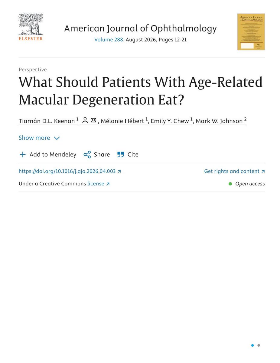 RetinaSERV's tweet photo. ¿Qué deben comer los pacientes con DMAE? Un estudio destaca el papel protector del pescado, frutas y verduras, junto con un menor consumo de carne roja y alcohol. También apoya suplementos vitamínicos en determinados pacientes.
Artículo completo 🔗 DOI: 10.1016/j.ajo.2026.04.003 https://t.co/UT2YQVEHCD