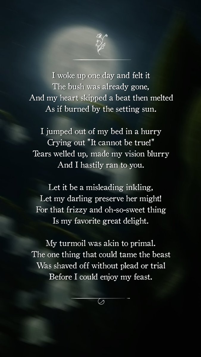 snowcrowrhea's tweet photo. I said if they don't drop Valko's pv this week I'll write an overly dramatic poem about Valko's reaction to MC shaving her bush. This was a threat and now I delivered. If this poem gets 10 likes the next one I write will be about #ValkosBigFatKnot from MC's POV https://t.co/kBIqNLfoFa
