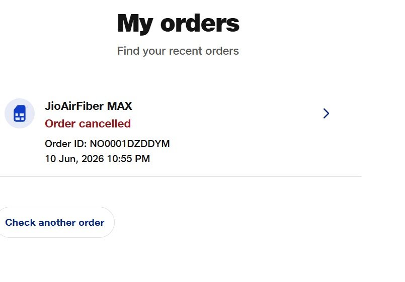 skchy_610's tweet photo. @reliancejio I had applied for a JioAirFiber cntn, bt due to technical issues, ur team was unable to install it. Order was cancelled on 10 Jun &amp; I was assured that the refund would be processed.
It has now been 3 mnts bt I still hv no update on my refund. Why is it taking so long https://t.co/brNZYu8EVI