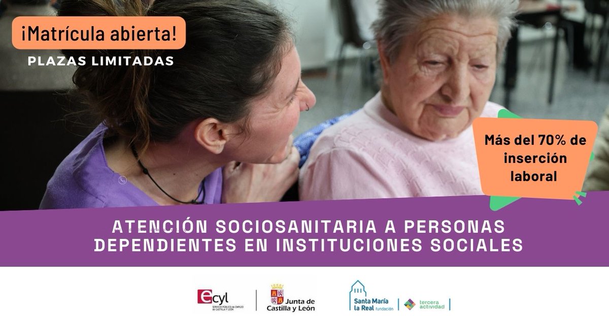 FundacionSMLRPH's tweet photo. 🎓💼 ¡Fórmate y trabaja desde el primer día! Lanzamos nueva edición del programa de #formación y #empleo  "atención sociosanitaria" 

📅 6 meses | 900 h.
📝 Contrato a jornada completa
👥 8 plazas
✅ 70% de inserción 
📌 Inscripción abierta
➕ info: https://t.co/o3V8BxdHuY https://t.co/bRbGHGu7WO