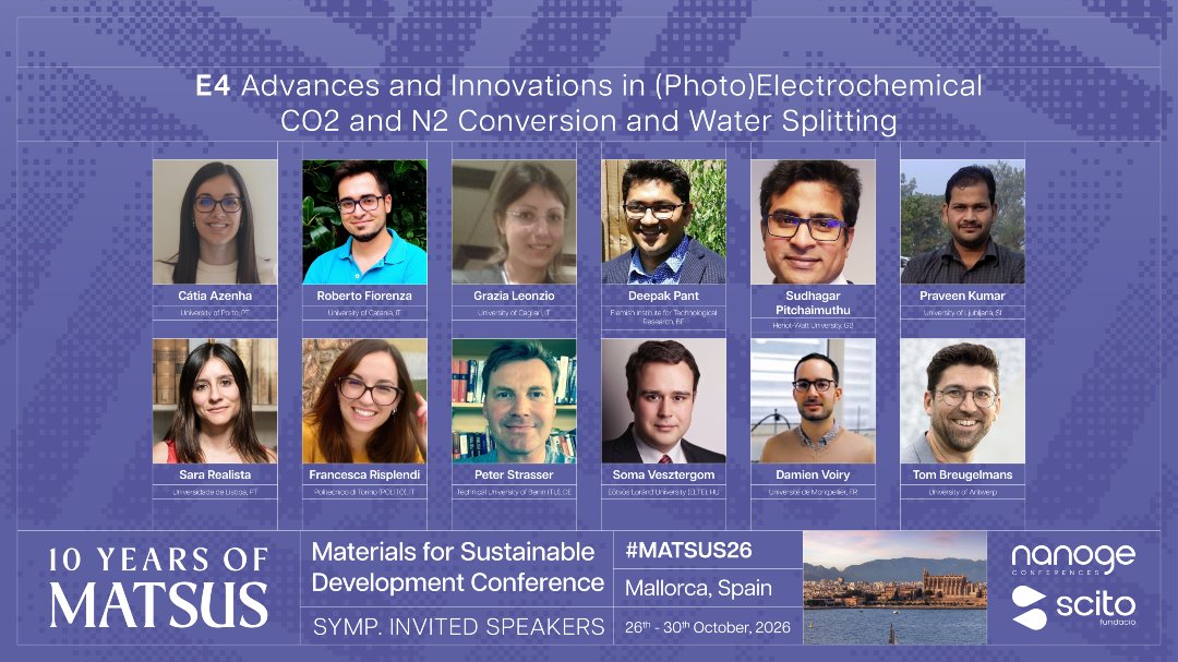 nanoGe_Conf's tweet photo. 🟣  Turning CO₂, N₂ and water into valuable chemicals and clean fuels is one of the biggest challenges in sustainable energy.

Discover the latest breakthroughs at #MATSUS26 Fall.

📍 Mallorca, Spain
📆 26th–30th October

🔗Send your poster abstract: https://t.co/jDyan5TTgn https://t.co/68APAylJqR