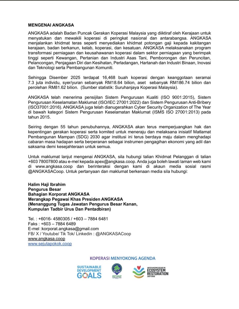 ANGKASACoop's tweet photo. 𝐒𝐈𝐀𝐑𝐀𝐍 𝐌𝐄𝐃𝐈𝐀 

https://t.co/IOoK09RXMG https://t.co/mPfRk3S36z