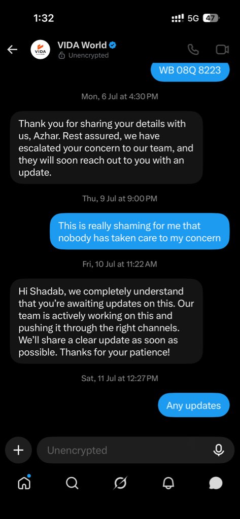 ShadabAzhar_1's tweet photo. Its been a quater that my query hasn’t been resolved.
My charger is not working and I m getting dates after dates from @VidaDotWorld @HeroMotoCorp service station. I’ve shared a record of response from @VidaDotWorld https://t.co/ElNd1ZgHRY