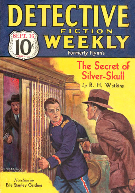 LRonLacy's tweet photo. #OTD in 1933
‘The Secret of Silver-Skull by R. H. Watkins’
Cover illustration by Walter DeMaris (1877-1947)
*Detective Fiction Weekly*, September 16, 1933
#illustration #illustrationart #illustrationartists #WalterDeMaris #pulps #CrimeFiction https://t.co/hq7kj3BxpH