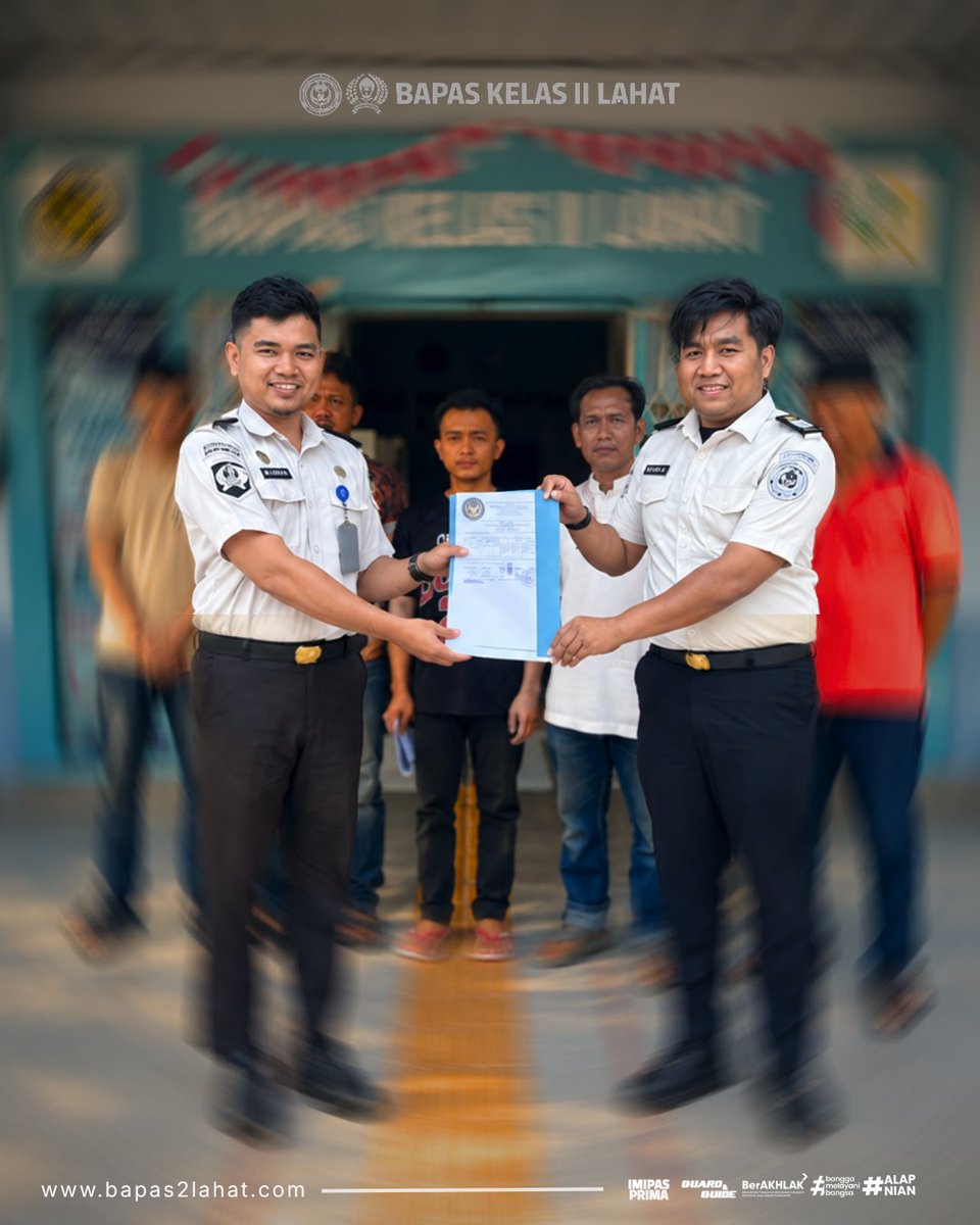 bapaslahat's tweet photo. Bapas Kelas II Lahat menerima 5 klien bebas integrasi dari Lapas Kelas IIA Lahat untuk menjalani pembimbingan dan pengawasan selama masa integrasi.

Selamat kembali ke tengah masyarakat. Jalani proses dengan baik, patuhi aturan, dan jangan ulangi kesalahan yang sama. https://t.co/9KzWMe6UXI