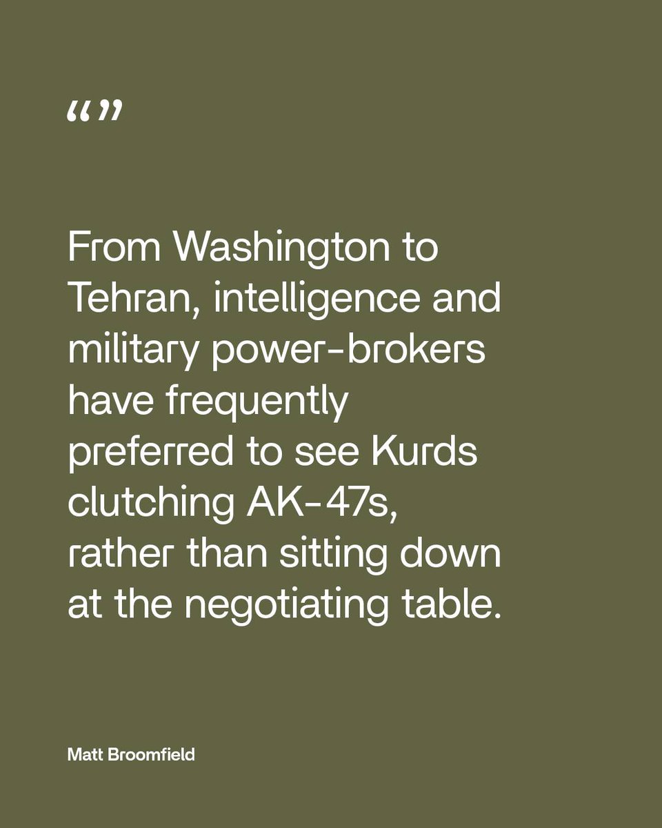 MattBroomfield1's tweet photo. From Washington to Tehran, military power-brokers would rather see Kurds clutching AK-47s than sitting down at the negotiating table. But as the region enters a new phase, another approach is possible.

Read a summary of my policy proposal @the_amargi:

https://t.co/nSbtN0lRKo https://t.co/XkxtS9lN3h