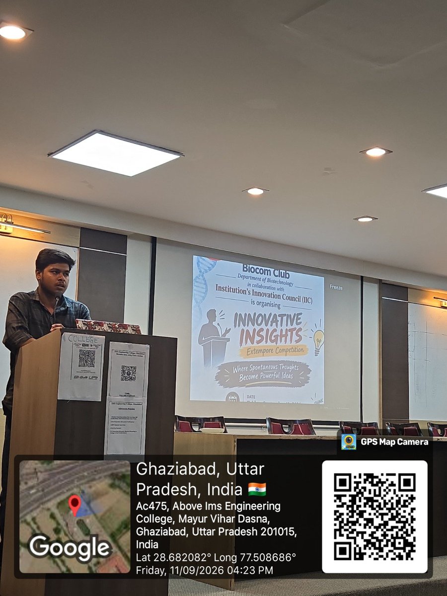 IMSECGhaziabad's tweet photo. 💡 Innovative Insights 2026 | Extempore
Biocom Club, Biotechnology Dept., IMSEC, in collaboration with IIC, organized an Extempore Competition on 11 Sept 2026.
🧠 Students showcased spontaneous thinking, creativity & innovative ideas.
#IMSEC #IIC #Biotechnology #Innovation https://t.co/4IiWWQJZfB