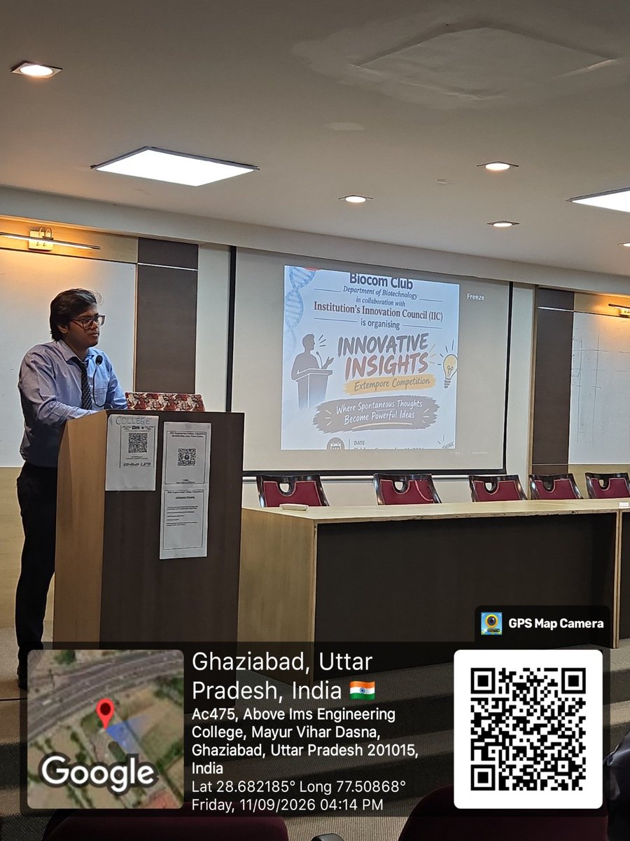 IMSECGhaziabad's tweet photo. 💡 Innovative Insights 2026 | Extempore
Biocom Club, Biotechnology Dept., IMSEC, in collaboration with IIC, organized an Extempore Competition on 11 Sept 2026.
🧠 Students showcased spontaneous thinking, creativity & innovative ideas.
#IMSEC #IIC #Biotechnology #Innovation https://t.co/4IiWWQJZfB