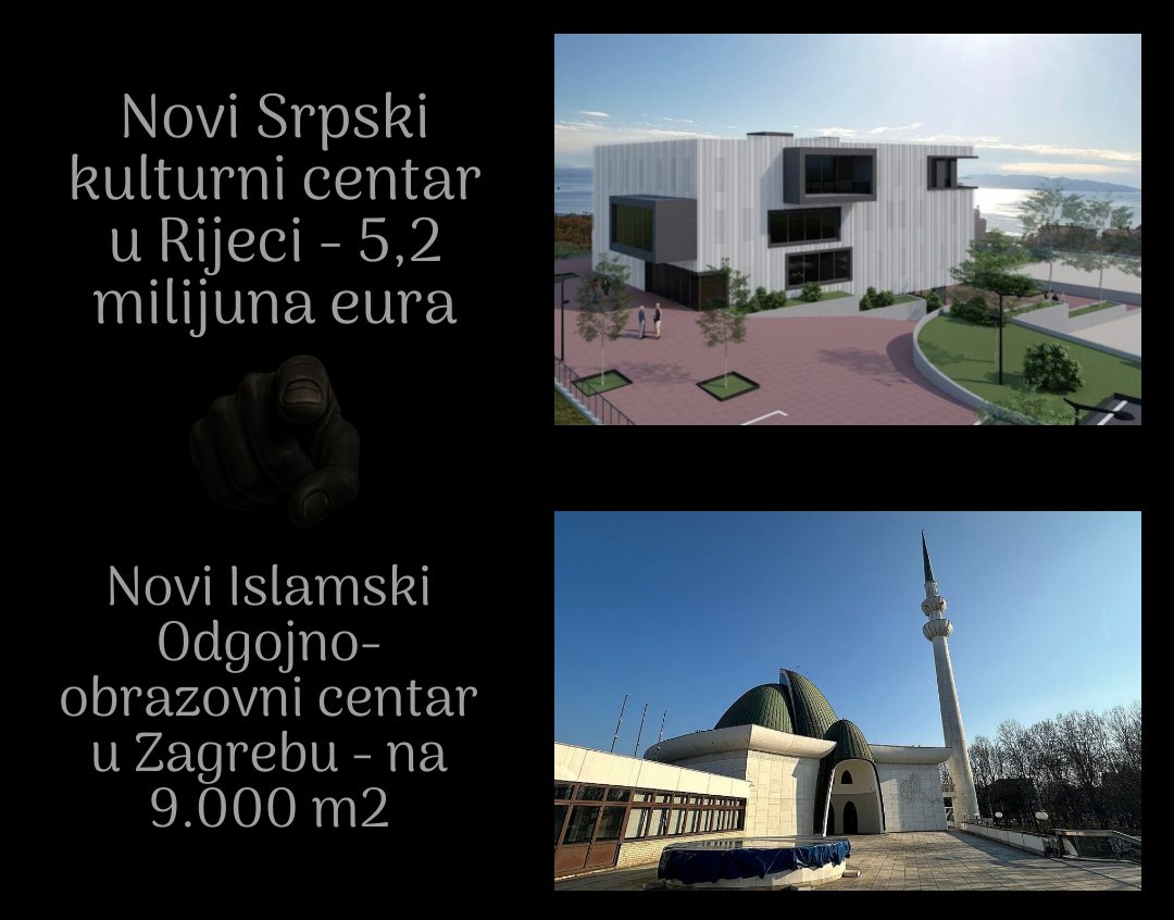 ukazivac's tweet photo. Dok se u Hrvatskoj uredno grade srpski i islamski centri (srpske čak u potpunosti financira vlada RH), naši istočni susjedi ne samo da ne ulažu u hrvatske centre nego se sustavno radi na opstrukciji sličnih centara iako novac daju Hrvati. Npr. RH je sa 860 tisuća eura izgradila vrtić u Srbiji, koji je nakon svečanog otvaranja čak 9 mjeseci čekao dozvolu za rad. A u Sarajevu je katolička crkva na Grbavici čekala građevinsku dozvolu čak 13 godina.