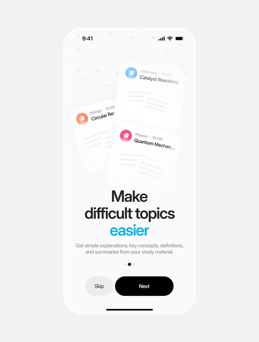 HephraUI's tweet photo. Onboarding flow design for an AI study app✨ https://t.co/SHZLiy3qIO