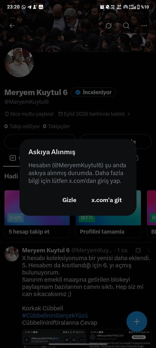 mrymkuytull7's tweet photo. Dün akşam "meryem kuytul 5" kapatıldı 
6 yı açtım. Tek bir tweet attım yarım saat sonra  o da kapatıldı. 7 yi açtım. Eğer bir daha kapatılacak olursa lütfen @MeryemKuytul8 e geçiş yapınız.

#GönüllerBirOlsun https://t.co/3Dk1bulNIY