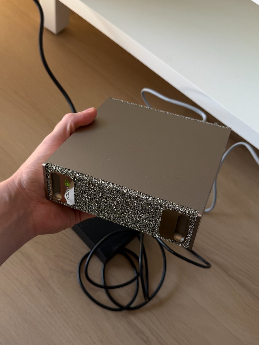 Egzeyo's tweet photo. dgx spark #1 is here. another one coming soon. slowly building out the homelab. https://t.co/TEIdWZafGT