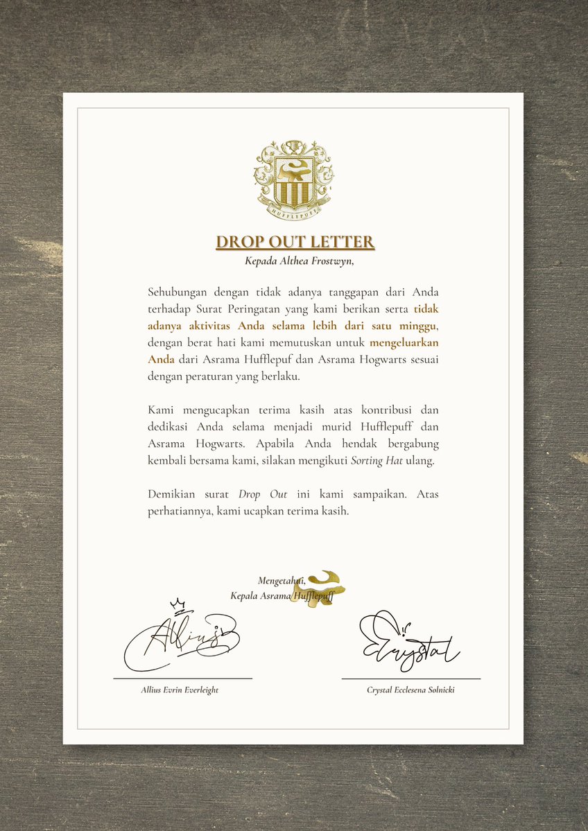 ProudHuffle's tweet photo. ⠀
📮 DROP OUT 

@valtheic - 6001

@AH_Postal, @SAS_The01, @ProfsCrystal, @ProfsAllius, @ephxmcre, @ItMightEnd, @hymnofdaisy, @AH_Gringotts, @AH_Kebunie (@MrGRavindra), @AH_TokoSapu, @AH_MMRShop, @AH_MMEShop, @AH_WandShop, @AH_Apothe, @AH_Wiseacres, @AH_StMungo (@ProfsDmitri) https://t.co/fMOL8LgJAT