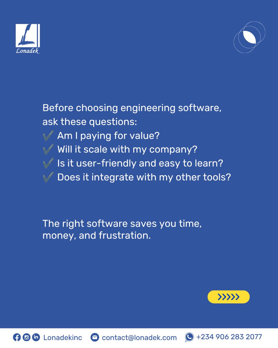 LonadekInc's tweet photo. Need expert guidance on choosing the best engineering software for your business? Let’s talk! 📩
Email: contact@lonadek.com
Whatsapp: +234 906 283 2077
#Lonadek #EngineeringSoftware #EngineeringSolutions #Technology #ITSolutions #TechSolutions #EngineeringInnovation https://t.co/MOJQcaHKVn
