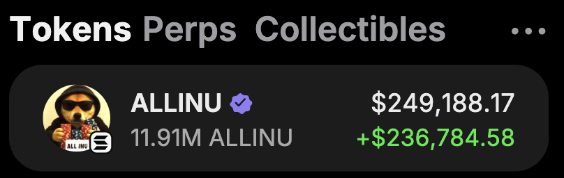 Rashid971x's tweet photo. I bought this $allinu for $5,000 as soon as @EdwardTWinz tweeted and now its worth $250,000. Pretty insane.

Fck it, give away. 1 anon who like and retweet will get 50 $SOL (yes, for real) in 24hrs. https://t.co/XYUgu02Hr5