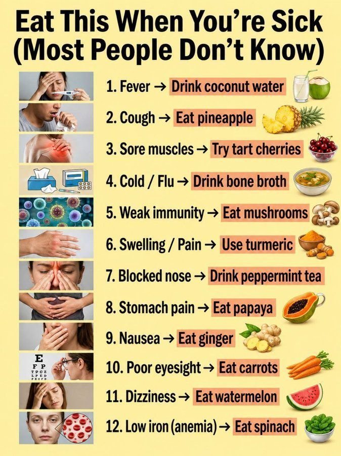 Fa21519230's tweet photo. 🚨🚨 LOS MÉDICOS NUNCA TE DIRAN ESTO:
1. Ansiedad – Magnesio, B6, Omega-3
2. Depresión – D, B12, Omega3
3. Irritabilidad – B1, B6, Magnesio
4. Niebla mental – B1, B12, Omega3
5. Insomnio – Magnesio, B12, D
6. Baja libido – Zinc, D, B3
7. Estreñimiento – Magnesio, C, Fibra
8. Espasmos oculares – Magnesio, B12, Potasio
9. Antojos de azúcar – Cromo, Magnesio, Zinc
10. Manos frías: Hierro11.  Falta de apetito: Zinc
12. Ojos secos: Vitamina A13.  Falta de aliento: Hierro
14. Caída del cabello: Hierro
15. Boca seca: Vitamina A
16. Uñas quebradizas: Biotina (B7)
17. Cansancio todo el día: Vitamina D
18. Sentirse decaído: Vitamina B6
19. Olvidos: Omega 3
20. Calambres en las piernas: Magnesio
21. Niebla mental: Vitamina B12
22. Debilidad muscular: Potasio
23. Hormigueo o entumecimiento: Vitamina B6
24. Mala calidad del sueño: Magnesio
25. Peróxido de hidrógeno 3% - Dientes blanqueados en 5 días sin químicos 
26. Enjuague con aceite de coco – eliminó la enfermedad de las encías y el mal aliento en 7 días 
27. Baños con sal de Epsom - eliminó el 90% de las toxinas musculares durante la noche 
28. Té de perejil fresco – elimina el exceso de agua y reduce la hinchazón durante 48 horas 
29. Jarabe de saúco – detuvo resfriados y gripe en 24 horas 
30. Cayena en agua tibia – detuvo la acidez estomacal más rápido que cualquier antiácido. 
31. Selenio (2 nueces de Brasil) – revirtió naturalmente problemas de tiroides 
32. Chucrut probiótico – mejor que cualquier cápsula para arreglar la digestión 
33. Aceite de clavo es mejor que un viaje al dentista para matar el dolor de muela 
34. Semillas de Hinojo Después de las Comidas – Hinchazón Curada Para Siempre
🚨🚨 Tu "salud mental" y otros síntomas podrían ser una simple deficiencia de micronutrientes disfrazada... 
Consulta siempre con tu médico, aunque me temo que de nutrición poca idea... Ellos son expertos recetando drogas sintéticas para paliar síntomas, encontrar la raíz de las enfermedades no interesa al modelo de negocio...