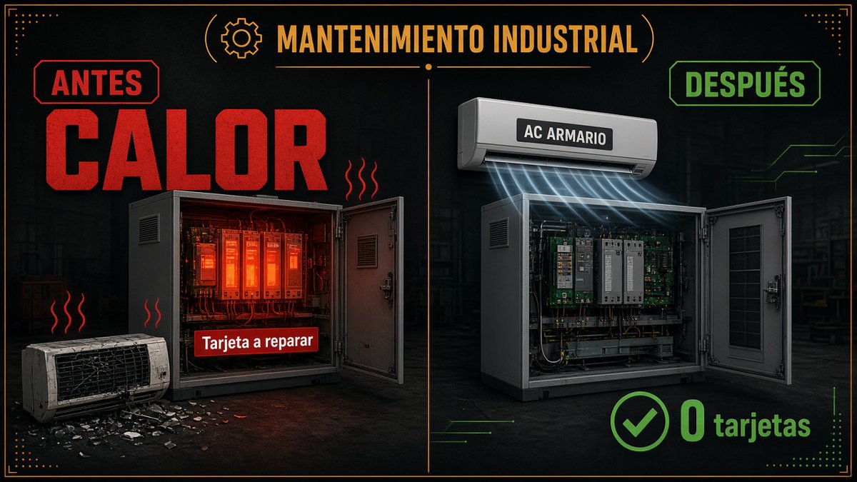 MiMultimetro's tweet photo. Antes de cambiar la tarjeta, miré el aire del armario.

¿Cuántas “electrónicas muertas” eran calor?

Armario de 40 años pidiendo tarjetas cada semana. Petó el AC → más frío → no cambiamos más placas. Era el ambiente, no la electrónica.

En LinkedIn:
https://t.co/7tCGd5itmM https://t.co/OSTgC8nIy9