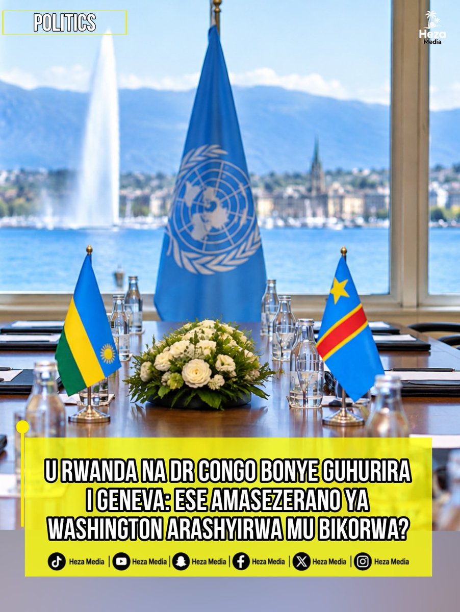 hezamedia's tweet photo. U Rwanda na Repubulika Iharanira Demokarasi ya Congo bongeye guhurira i Geneva mu Busuwisi, mu biganiro by’iminsi ibiri bigamije kureba aho ishyirwa mu bikorwa ry’amasezerano ya Washington rigeze. Ibiganiro biribanda cyane ku kibazo cya FDLR.

✍️ Queen irakoze https://t.co/tZtTbcp8q6