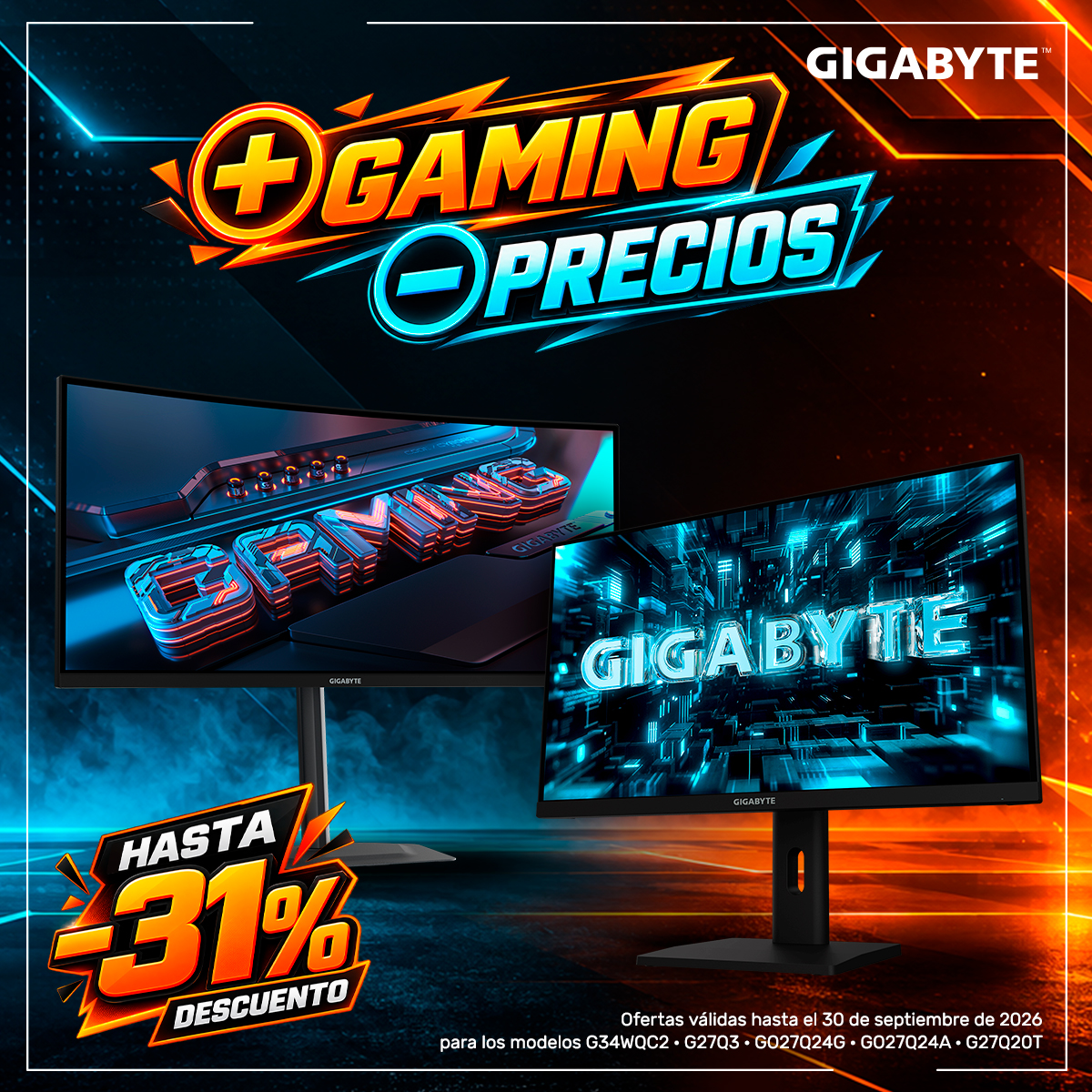 neobytebcn's tweet photo. ⭐️ P R O M O ⭐️
¡Ofertas en monitores Gigabyte seleccionados!

Disfruta de tus juegos con gran calidad de imagen, nitidez y fluidez gracias a esta selección de monitores gaming @aorus_es a precios especiales.

🔗 https://t.co/OiAlkSxHRw

Ofertas válidas hasta el 30 de septiembre. https://t.co/opr0iB3fvi