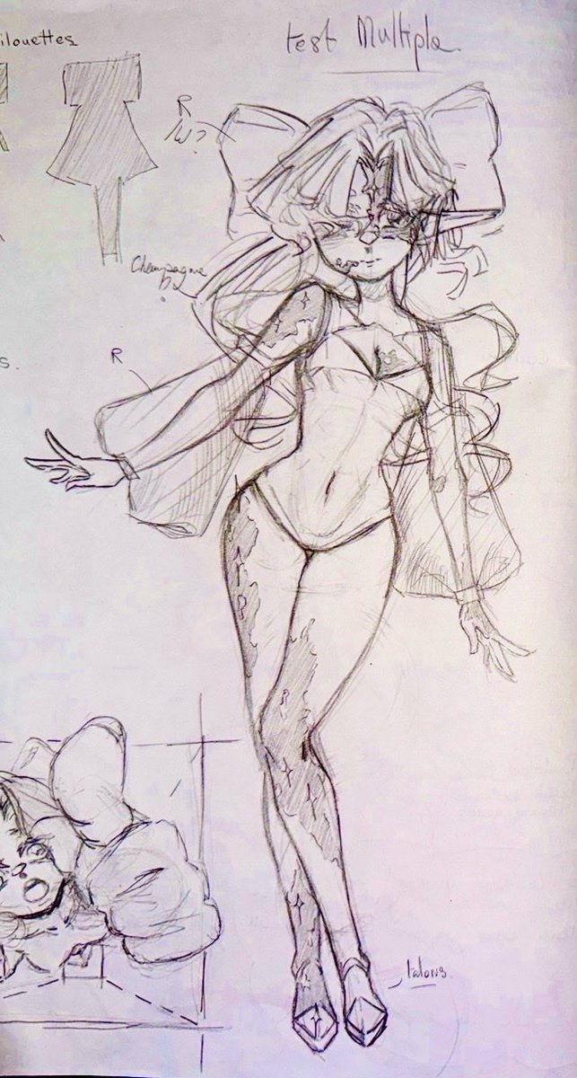Fufurire's tweet photo. I like traditional art, it’s just that I don’t have the furnitures to follow…
Well, at least I got my pencil !

Here’s one of the first sketch of my Vtuber ! I think I’ll had a skirt ? What do you think ?
Don’t mind the French blabla 👀 https://t.co/xuBDdXzDiU