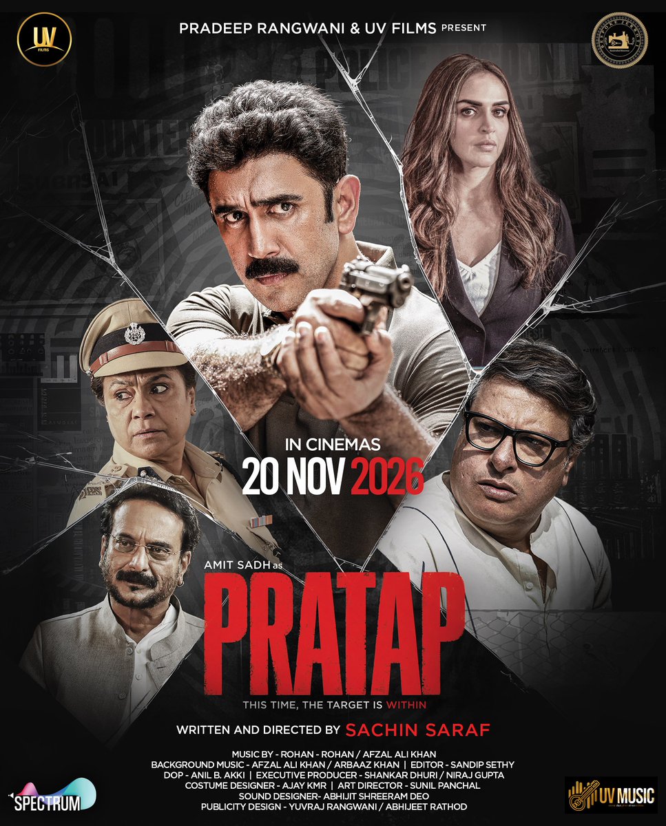 rohitjswl01's tweet photo. AMIT SADH HEADLINES #PRATAP FIRST LOOK UNVEILED AS THRILLER SETS 20 NOVEMBER 2026 RELEASE!
#AmitSadh steps into the shoes of a decorated encounter specialist in #Pratap, the upcoming thriller from #PradeepRangwani & #UVFilms.
The striking first look hints at a dark, high-stakes journey where duty, danger and a shocking twist collide.
Written & Directed by #SachinSaraf.
20 NOVEMBER 2026 IN CINEMAS.
@rangwani84 @films_uv @pratapthefilm_
#AmitSadh #EshaDeol #PratapTheFilm
#ReleasingOn20thNovember #UVFilms