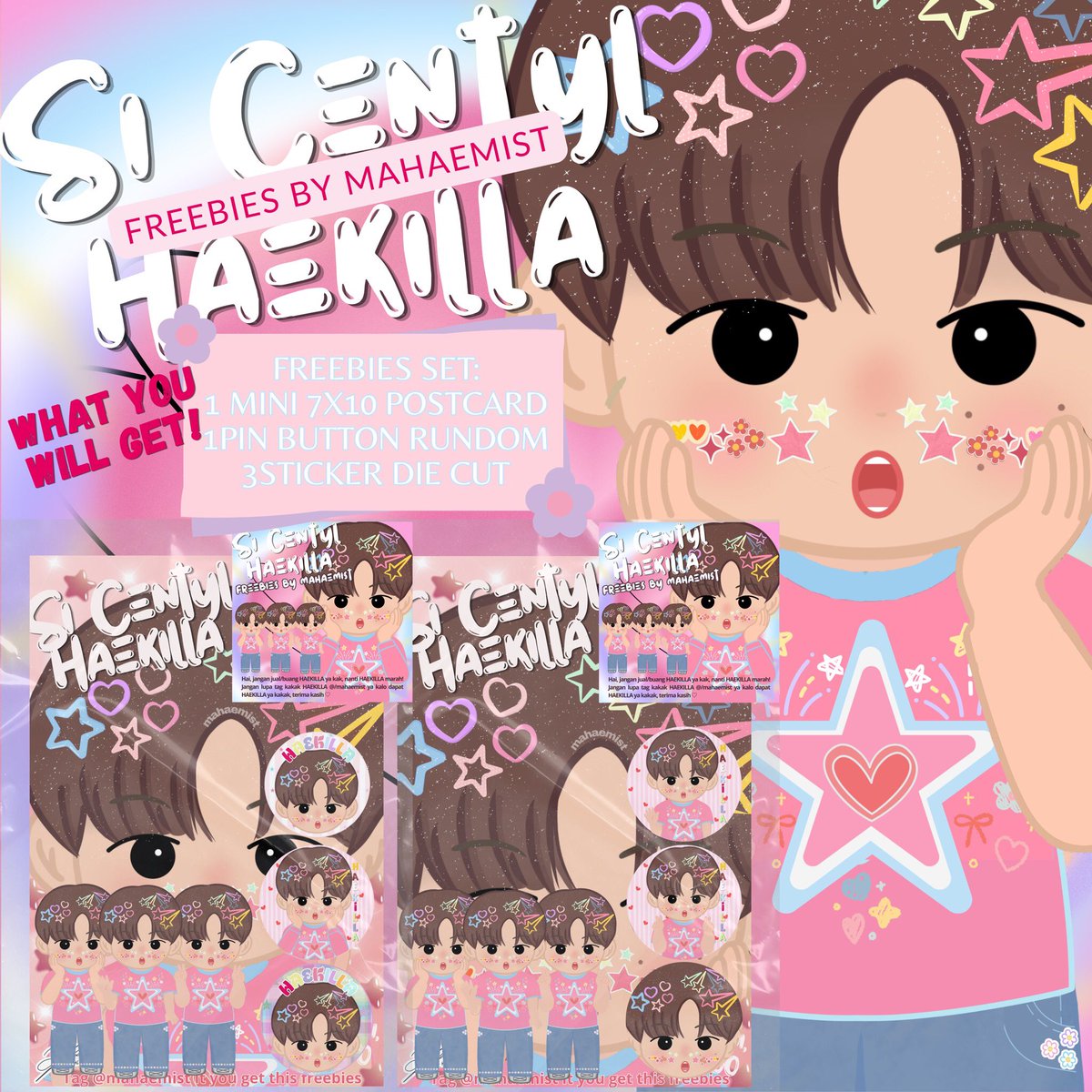 mahaemist's tweet photo. NEO CITY : JAKARTA - THE REDLINE

✨Si CENTYL HAEKILLA Freebies by @mahaemist✨

📆 saturday, 3 October 2026   
📍 Indonesia Arena   

You will get: 
1 mini (7x10) postcard Haekilla.
1 pin button Haekilla (randomly from 6 designs)
3 sticker diecut Haekilla.

See you soon👋🫶 https://t.co/gIRbO0x50B