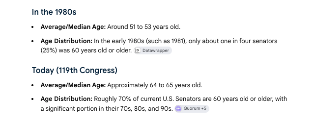 beyond_nalex's tweet photo. The problem with old people regulating the future is past beyond their capacity of 'understanding'. They simply don't care enough because they won't be alive to see the outcome of their decisions.

Extended life expectancy broke our political system, it needs to be fixed asap. https://t.co/4HctIYx1fk