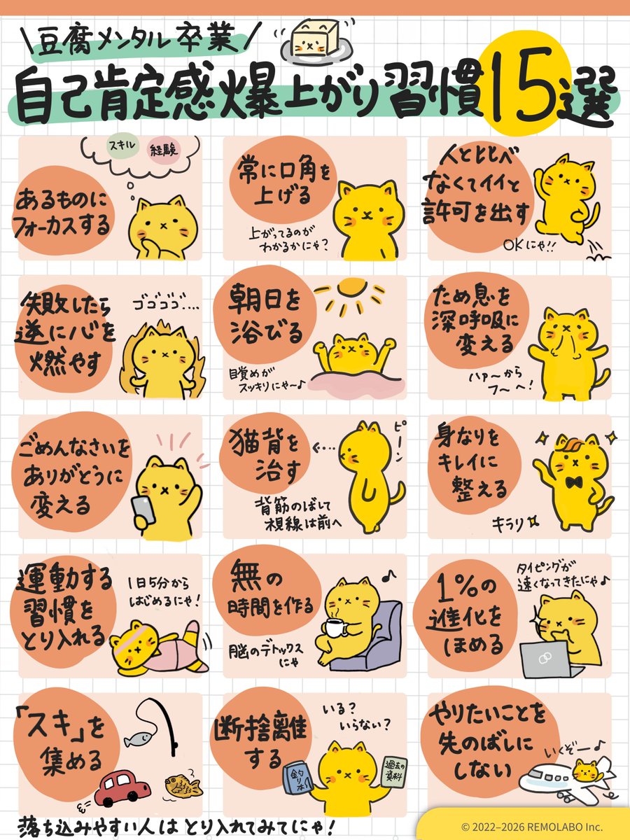 remolabo's tweet photo. 自分にダメ出ししがちな人ほど、こっそり試してほしいにゃ🐾 https://t.co/tlyIKghiBf