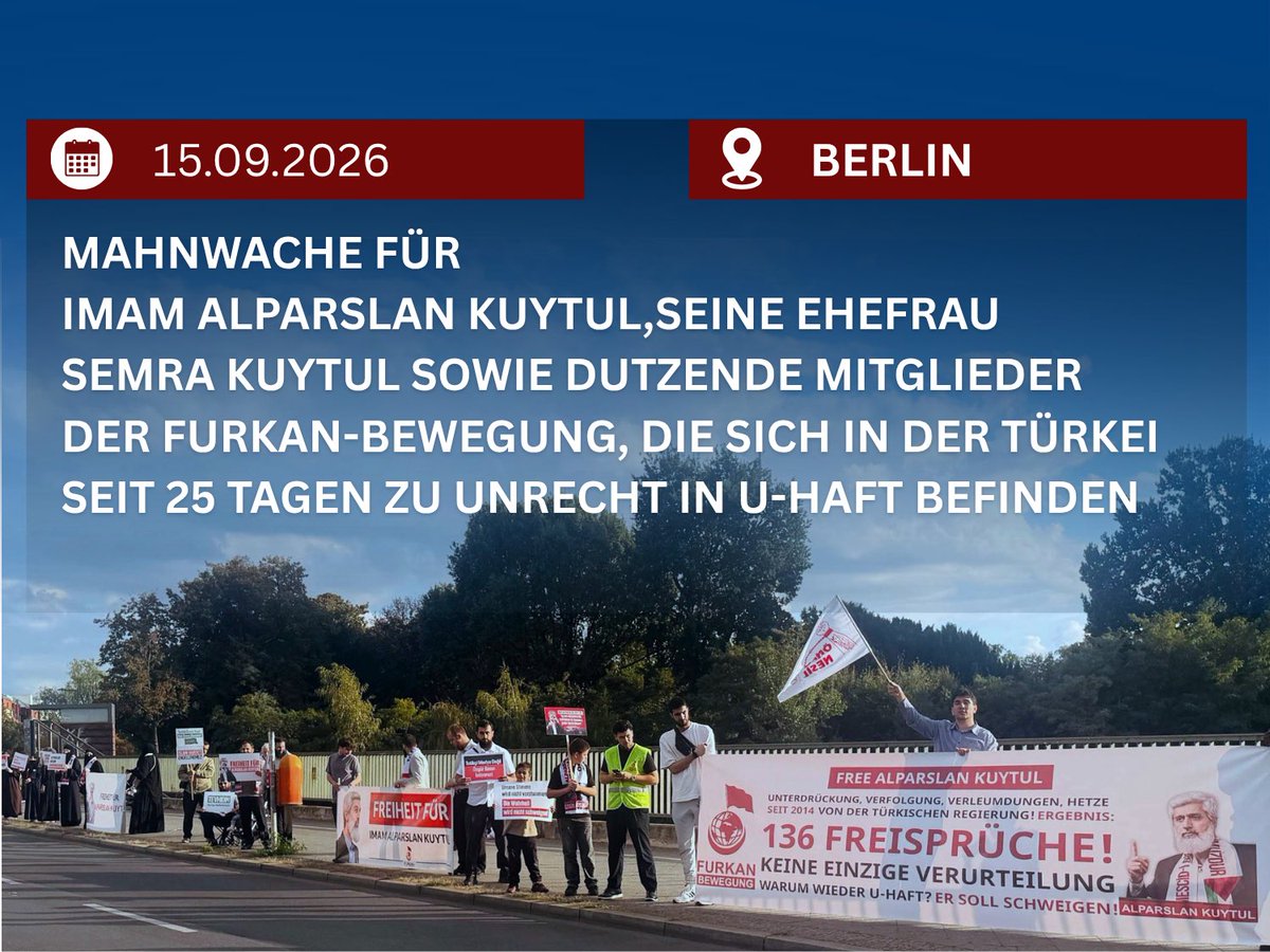 furkanmovementb's tweet photo. „The real issue is this: Because I speak out against injustice and unfairness, some people want to silence me. They tell me to keep quiet. I will not remain silent! And I will not pledge allegiance either!“

- Sheikh Alparslan Kuytul 

Our vigils and demonstrations will continue⤵️

#FreeAlparslanKuytul