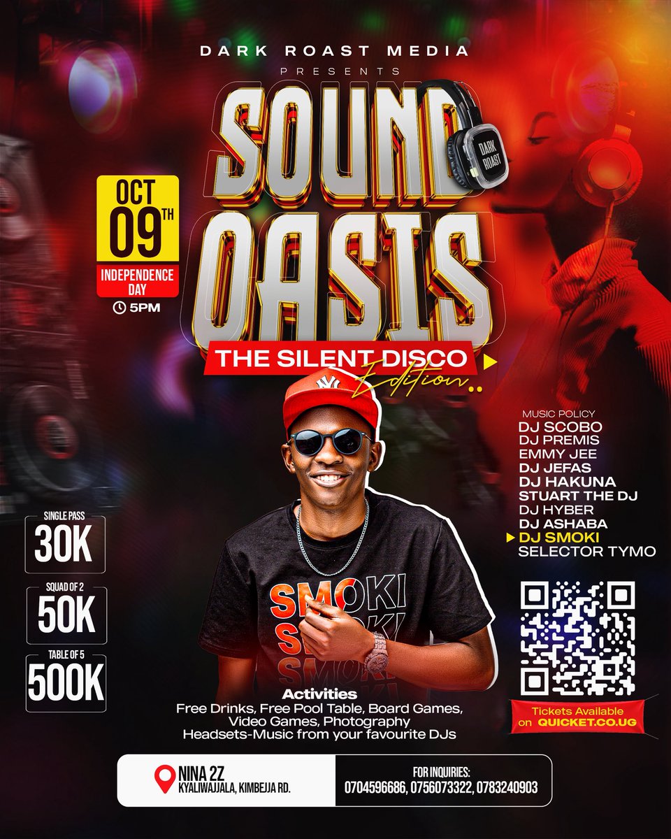 DjSlideThru's tweet photo. Incase you’re not yet sure about where to be on Independence Day. @Darkroastug has prepared Sound Oasis for you guys! 

Crazy lineup of DJs, Lots of other activities for a perfect chill!

Tickets 🎫 👇🏽

https://t.co/DDYlM5DoVO https://t.co/PvucqrJKHp