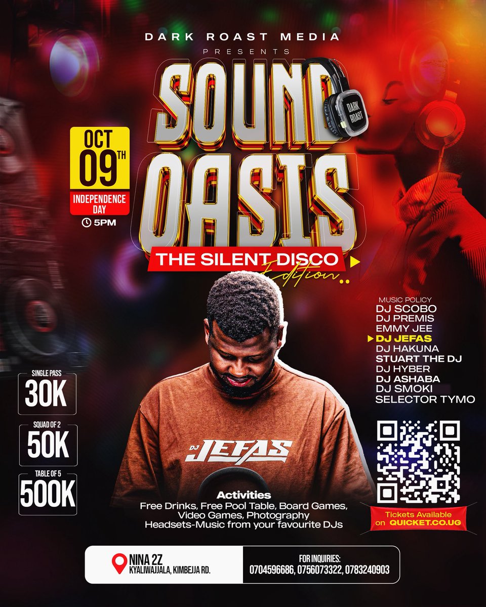 DjSlideThru's tweet photo. Incase you’re not yet sure about where to be on Independence Day. @Darkroastug has prepared Sound Oasis for you guys! 

Crazy lineup of DJs, Lots of other activities for a perfect chill!

Tickets 🎫 👇🏽

https://t.co/DDYlM5DoVO https://t.co/PvucqrJKHp