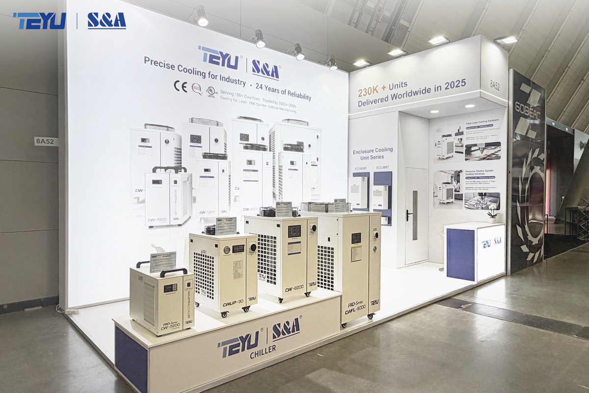 teyuchiller's tweet photo. 🤝 Great conversations are underway at #AMB2026 in #Stuttgart! 🇩🇪
TEYU Chiller team is exchanging ideas with visitors on #thermalmanagement for #laserprocessing, #CNC machining and #additivemanufacturing.
Visit us at Hall 8, Booth 8A52, Sep. 15–19 👋
https://t.co/Xs5PTBRGvB https://t.co/nPqvZ70iAH
