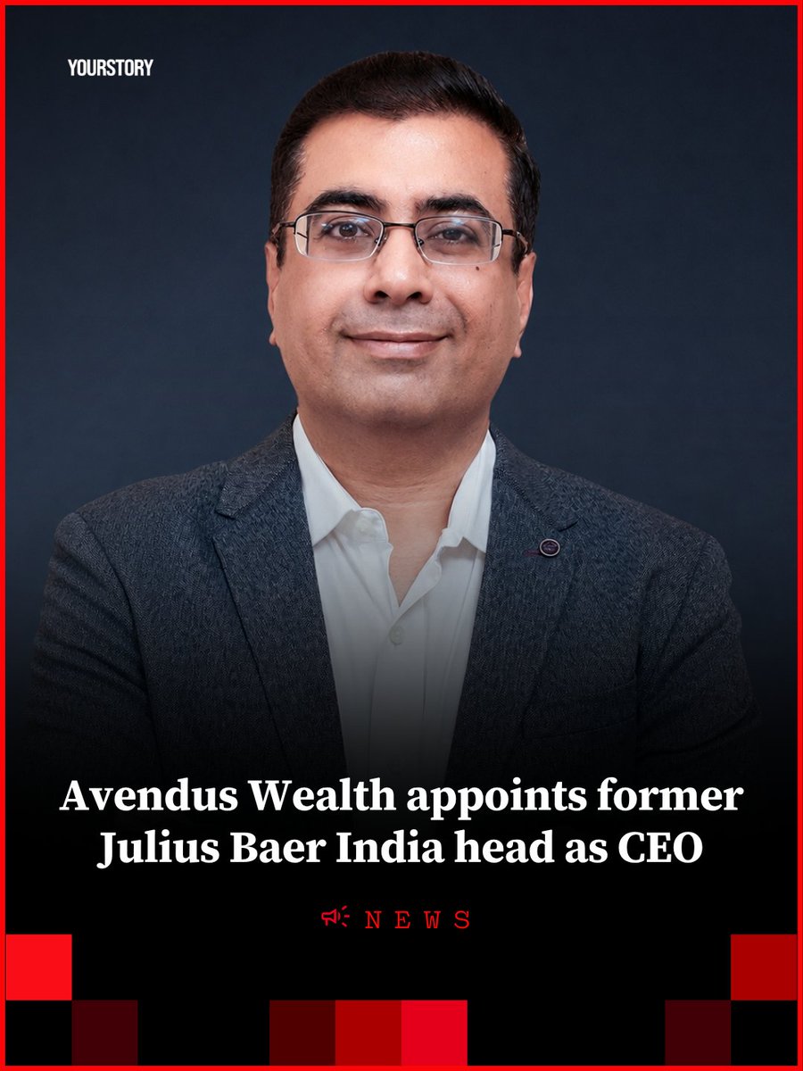 YourStoryCo's tweet photo. .@Avendus Wealth Management has appointed Umang Papneja as its Executive Vice Chairman and Chief Executive Officer. He will lead the wealth business’s next phase of growth, with a focus on founders, corporate houses and family offices.

Papneja stepped down as Julius Baer’s India head in May. He previously served as Chief Investment Officer at 360 ONE.

Avendus Wealth manages over $9 billion in assets and serves family offices, ultra-high-net-worth individuals and corporate houses. The Avendus Group, founded in 1999, has a presence across 12 cities in India, the US and Singapore.

#Avendus #AvendusWealth #UmangPapneja #WealthManagement #JuliusBaer