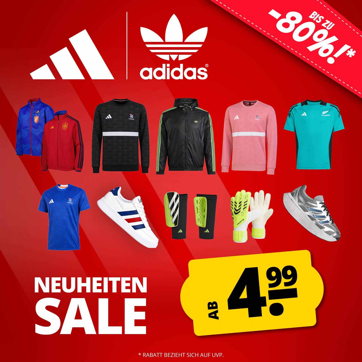 Sportspar's tweet photo. 🔥 adidas NEUHEITEN SALE ab nur 4,99 €!
 🤯
Mehr adidas für weniger Geld!
👉 https://t.co/ZzCaz7163W

#sportspar #neuheiten #sale